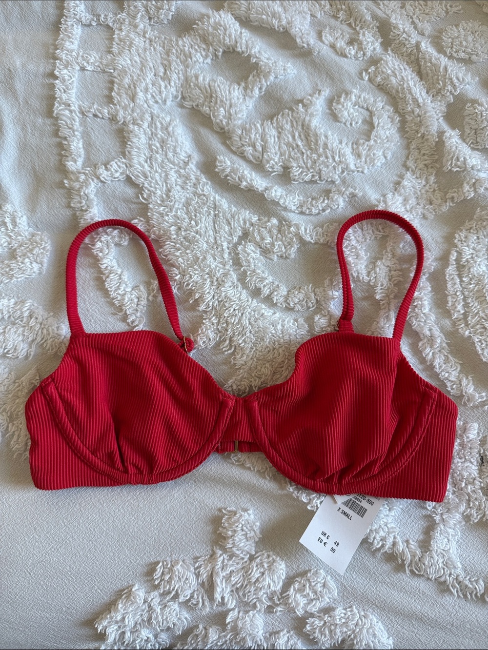 Abercrombie and Fitch Red Ribbed Swim Top